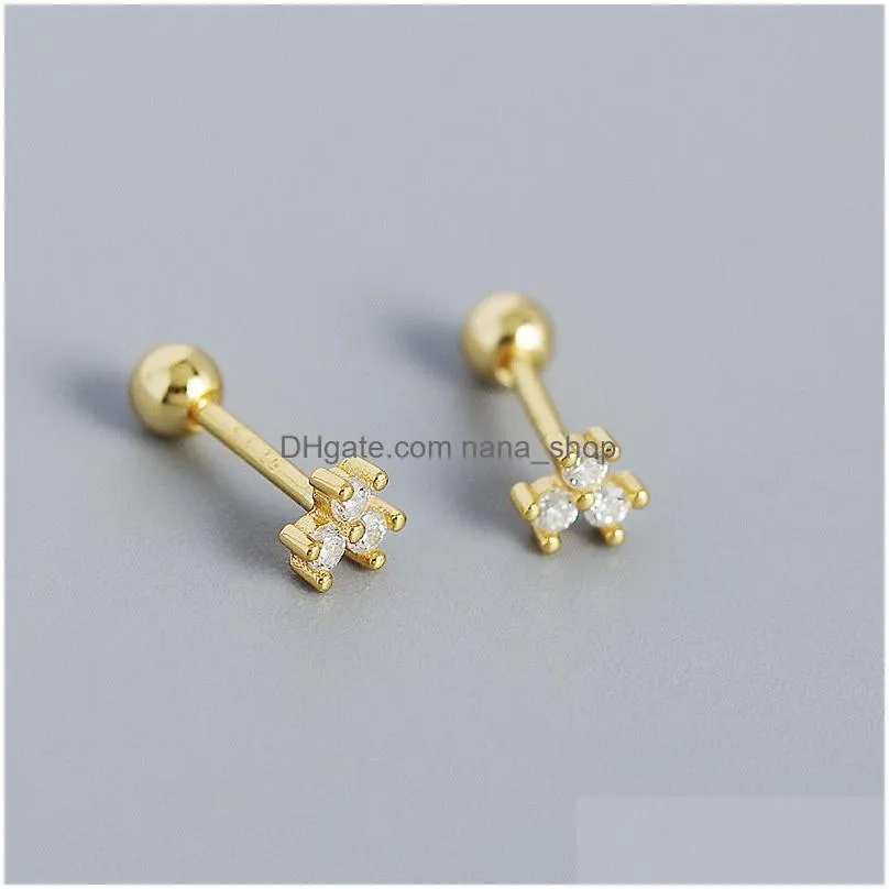 Stud Mini Stud Earring 100% 925 Sterling Sier Jewelry For Women White Cz Zircon Flower Earrings Ear Bone Jewelry Earrings Dhdkv