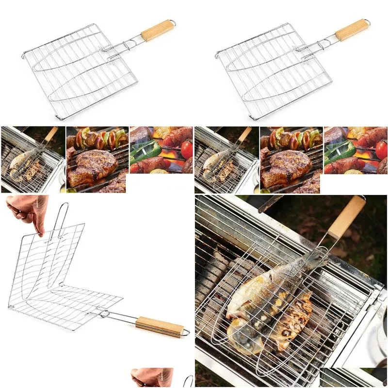 tools accessories portable stainless steel non-stick grilling basket bbq barbecue tool grill mesh net for vegetable steak picnic