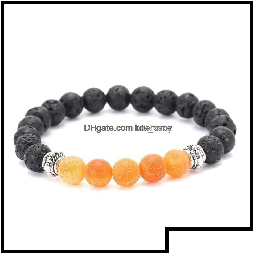 Charm Bracelets Charm Bracelets Jewelry Weathers Agate Black Lava Stone Bracelet Essential Oil Per Diffuser For Women Men Yoga Drop