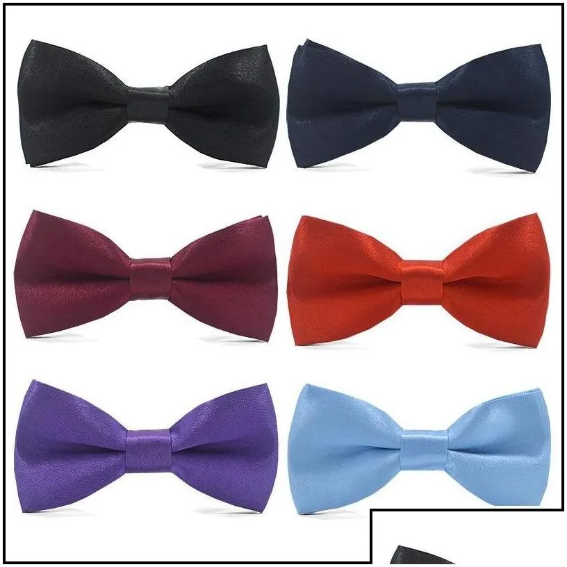 Bow Ties Ties Aessoriesclassic Kid Bowtie Boys Grils Baby Children Bow Tie Fashion 25 Solid Color Mint Red Black White Green Pets Dr