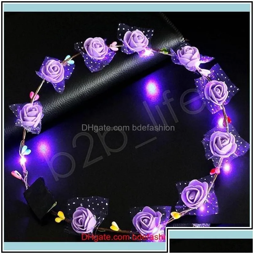 Other Fashion Accessories Other Aessoriesflashing Led Hairbands Strings Glow Flower Crown Headbands Light Party Rave Floral Hair Gar