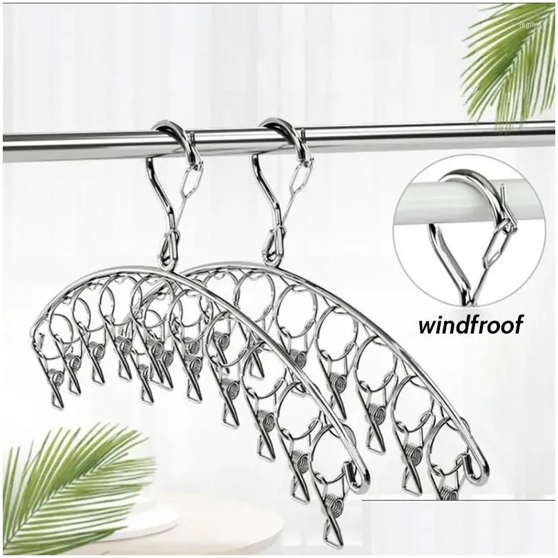 hangers stainless steel hanger windproof clothing rack sock drying laundry airer underwear bra holder