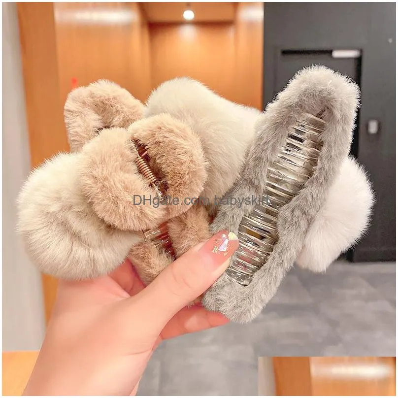 Hair Accessories Women Cute Soft Big Hairball Plush Claws Winter Sweet Back Teeth Hair Clips Hairpins Decorate Fashion Accessories Hai Dhl2H