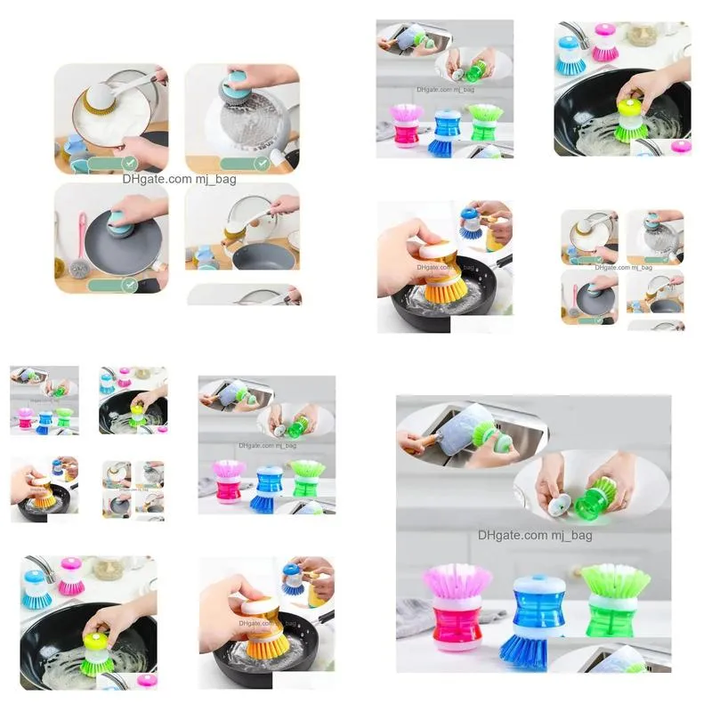 Party Favor Kitchen Pot Dish Cleaning Brushes Utensils With Washing Up Liquid Soap Dispenser Household Accessories Wholesale 234Q Home Dhby1