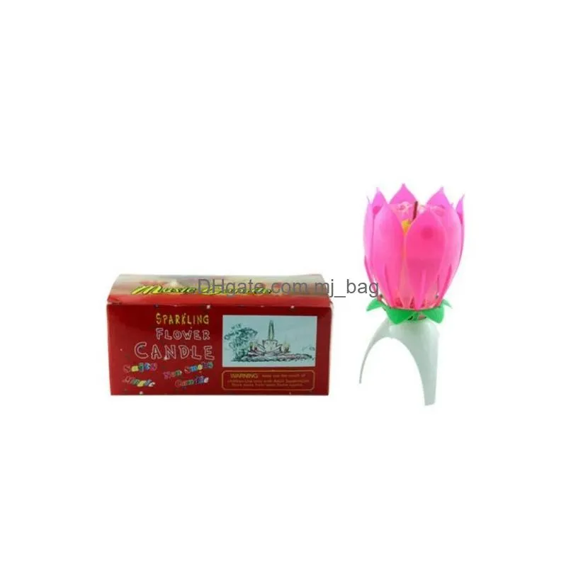 Party Favor Lotus Music Candle Singing Birthday Party Cake Flash Flower Accessories Holiday Supplies Home Garden Festive Party Supplie Dhf21