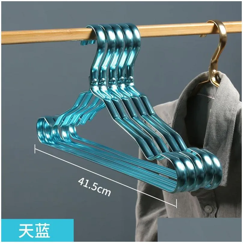 hangers 10pcs clothing metal clothes hngers anti-slip aluminium alloy drying rack wardrobe space saver coat hanger storage