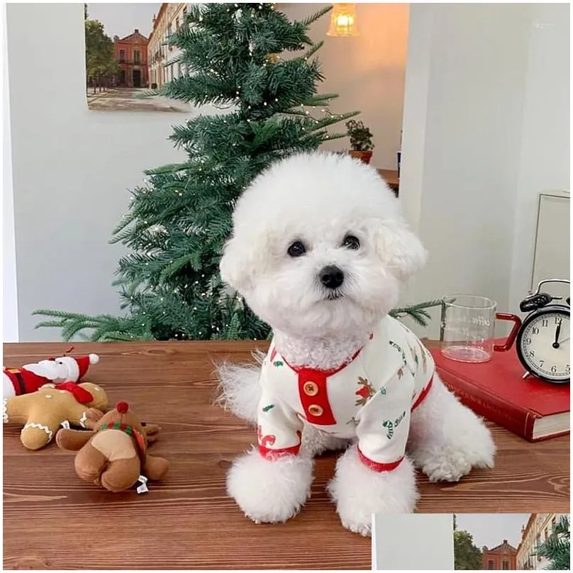 dog apparel christmas elk shirt autumn pet clothes button hoodies for small dogs cat puppy pullover flecce warm clothing ropa perro