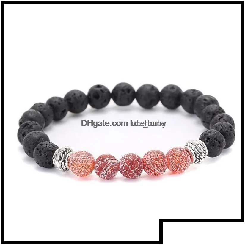 Charm Bracelets Charm Bracelets Jewelry Weathers Agate Black Lava Stone Bracelet Essential Oil Per Diffuser For Women Men Yoga Drop