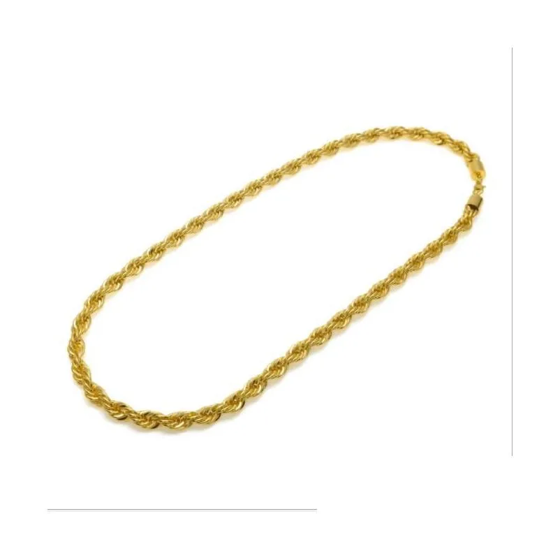 Chains Necklaces Pendants Jewelry 10Mm Thick 76Cm Long Rope Twisted Chain 24K Gold Plated Hip Hop Heavy Necklace For Mens Drop Delivery