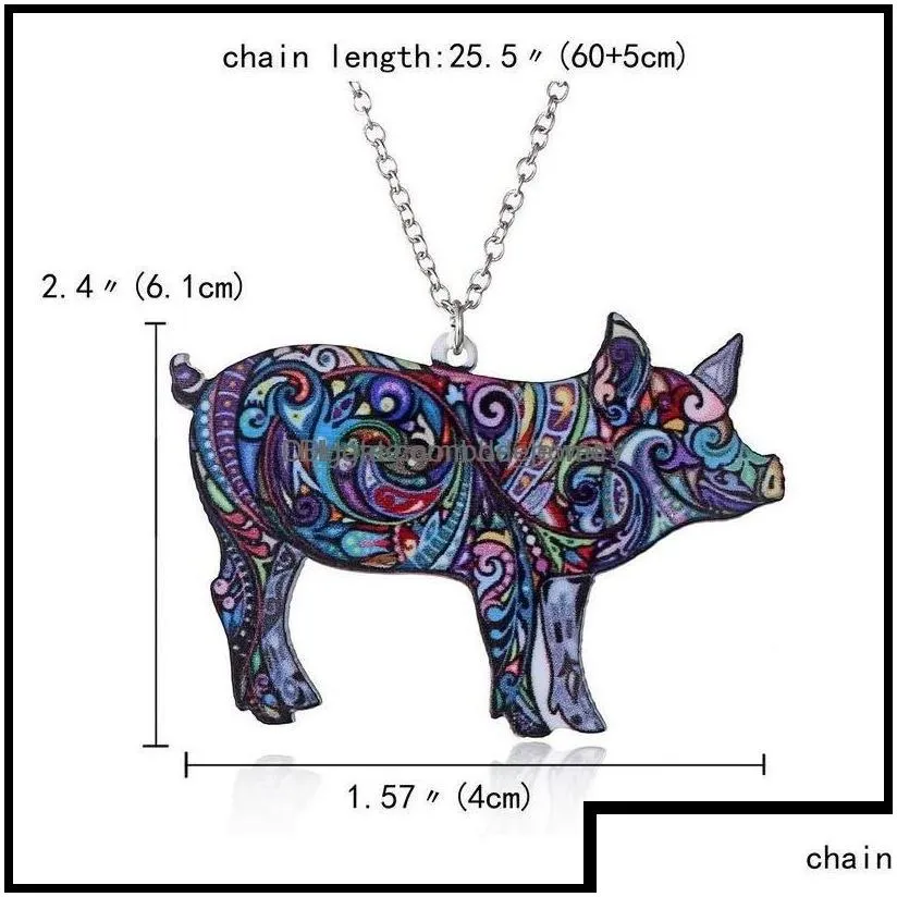 Pendant Necklaces Pendant Necklaces Pendants Jewelry Colorf Double Side Acrylic Printing Cat Dog Dragon Horse Camel Necklace For Wom