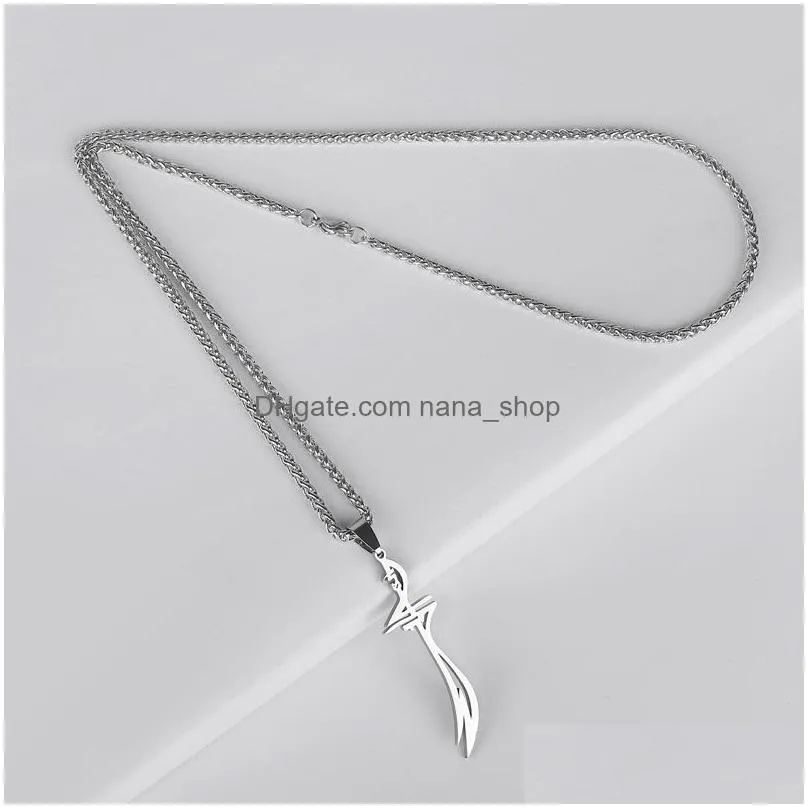 Pendant Necklaces Hz Zfiqar Of Imam Ali Stainless Steel Pendant Necklace Islam Muslim Jewelry Accept Drop 77983856341181 Jewelry Neckl Dh93X