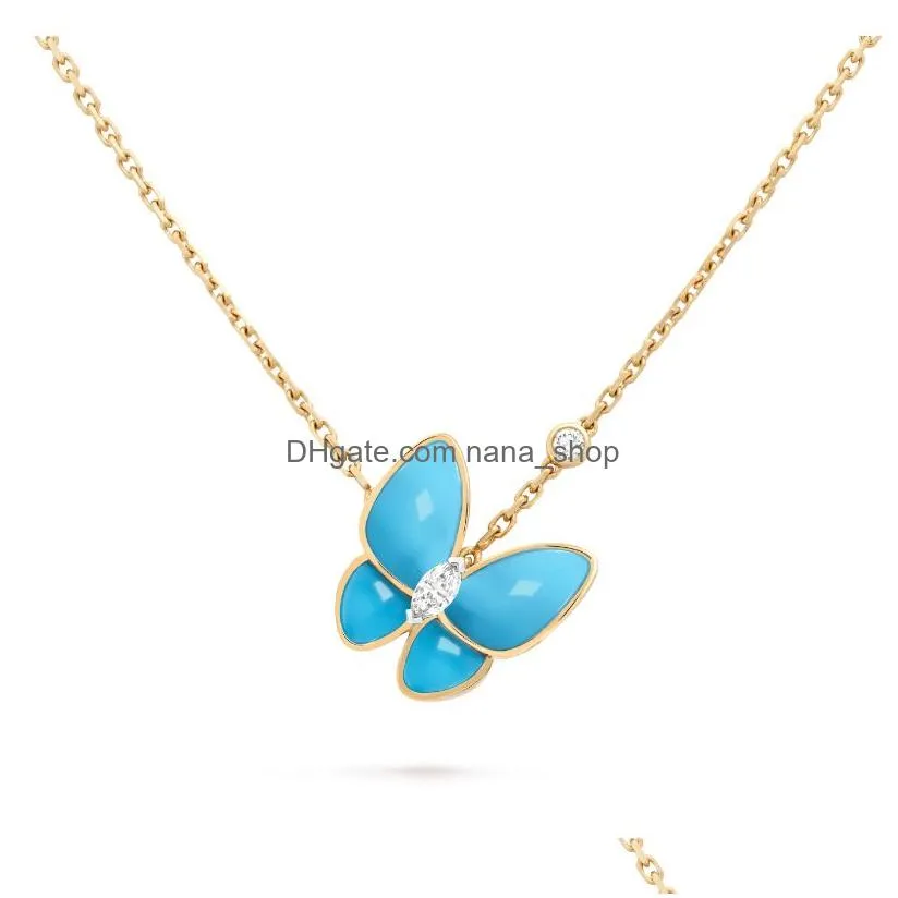 Pendant Necklaces 18K Gold Crystal Diamond Butterfly Pendant Necklace French Luxury Brand V Classic Fashion Designer For Women Mens Je Dhyrl
