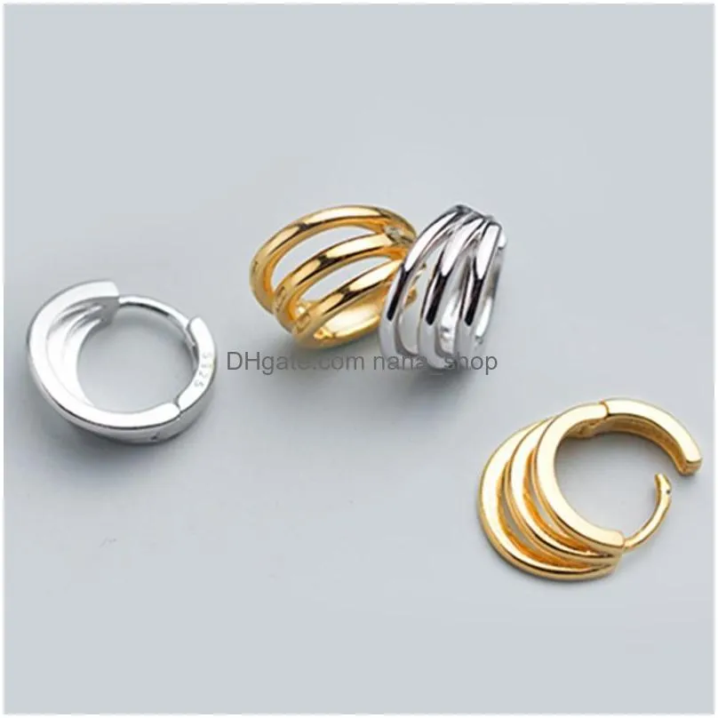 Stud Stud Sterling Sier Round Three Layers Earrings S925 Fashion Gold Color Jewerly For Women Giftstud Odet229886076 Jewelry Earrings Dhplo