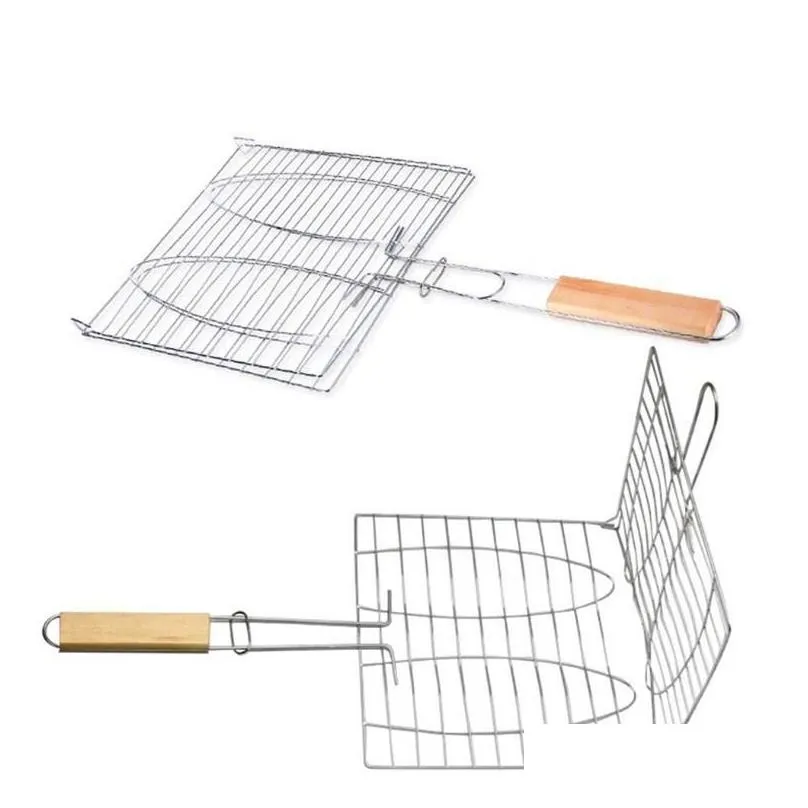tools accessories portable stainless steel non-stick grilling basket bbq barbecue tool grill mesh net for vegetable steak picnic