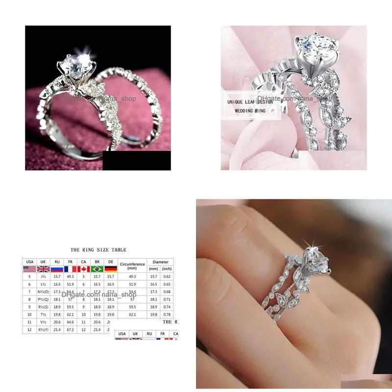 With Side Stones Victoria Wicek Brand Classic Luxury Jewelry 925 Sterling Sier Round Cubic Zirconia Crystal Gemstones Wedding Women Br Dhxx0