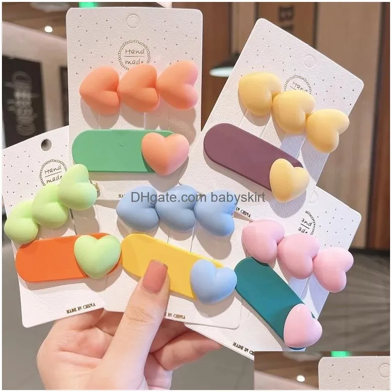 Hair Accessories Set Girls Cute Cartoon Hearts Stars Candy Color Hairpins Children Lovely Hair Clips Barrettes Headband Kids Accessori Dh2P9