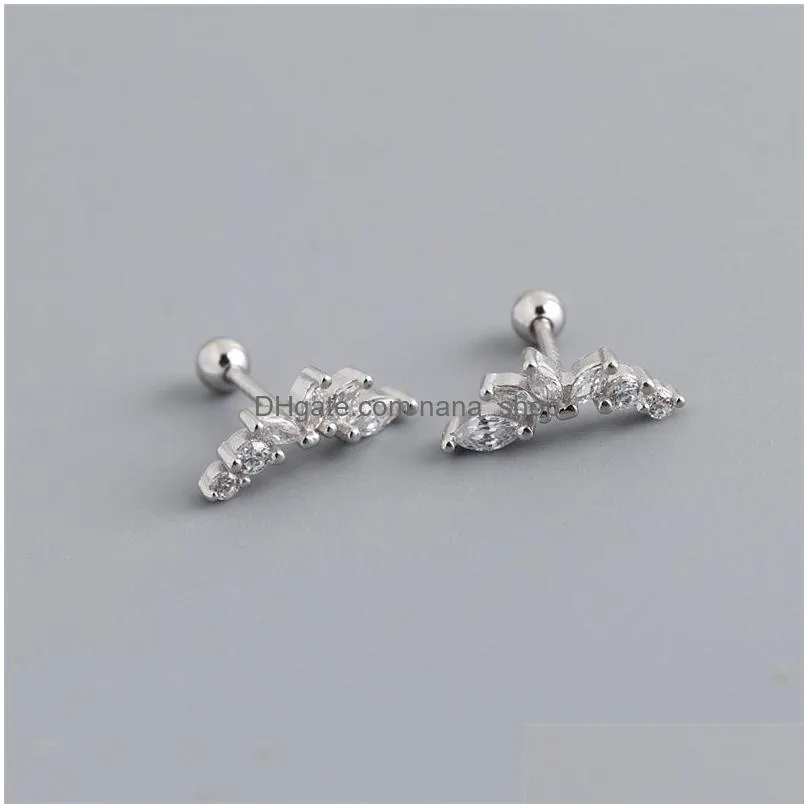 Stud 925 Sterling Sier Tiny Stud Earring Cubic Zirconia Flower Earrings Wedding Party Gifts 2 Colors For Jewelry Earrings Dhfdu