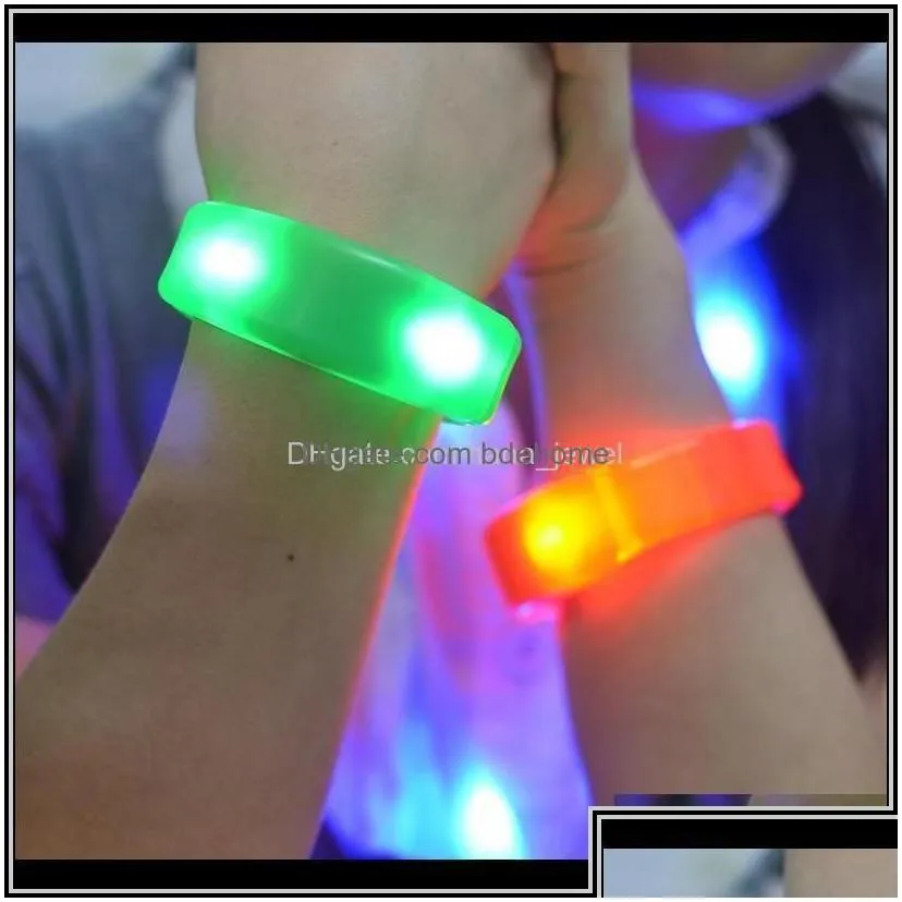 Charm Bracelets Charm Bracelets Jewelry Drop Delivery 2021 Activated Sound Control Led Flashing Bracelet Light Up Bangle Wristband C