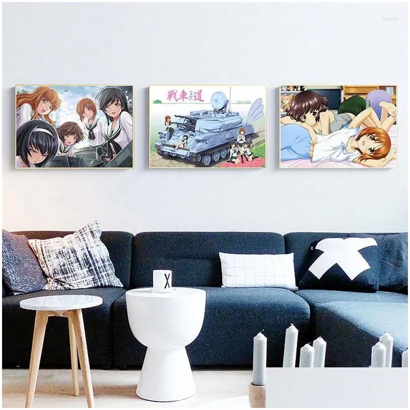 paintings girls und panzer home decor anime japanese white coated paper poster wall