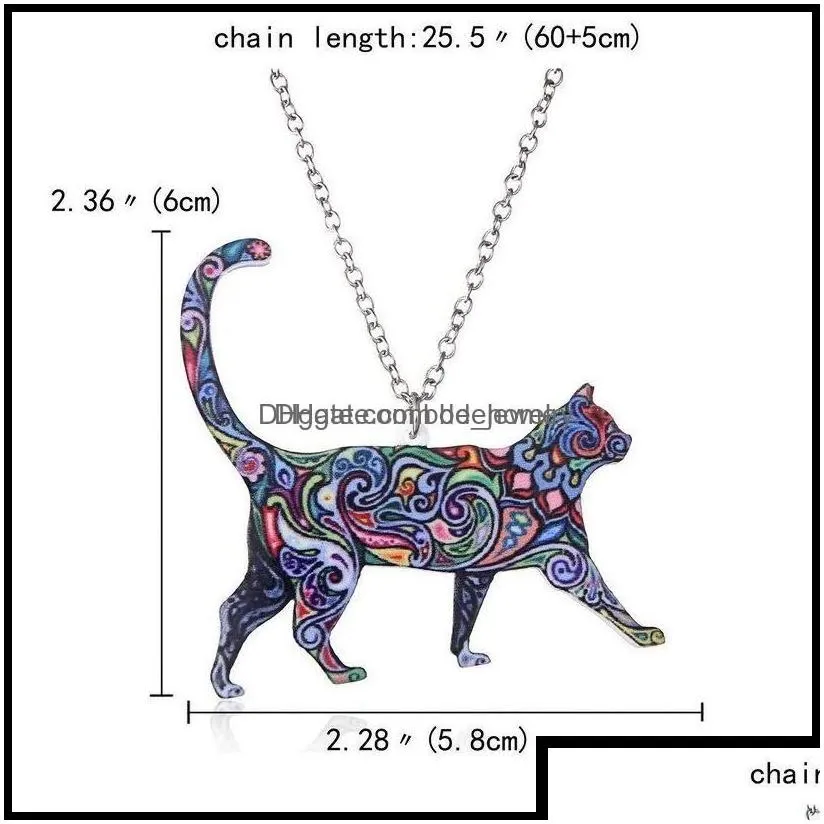 Pendant Necklaces Pendant Necklaces Pendants Jewelry Colorf Double Side Acrylic Printing Cat Dog Dragon Horse Camel Necklace For Wom