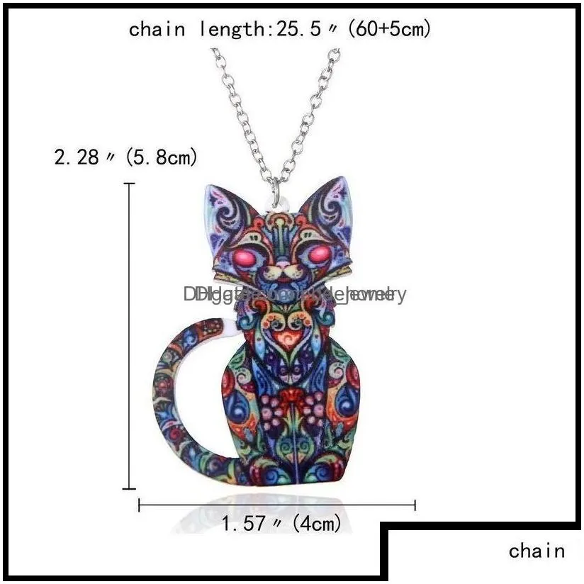 Pendant Necklaces Pendant Necklaces Pendants Jewelry Colorf Double Side Acrylic Printing Cat Dog Dragon Horse Camel Necklace For Wom