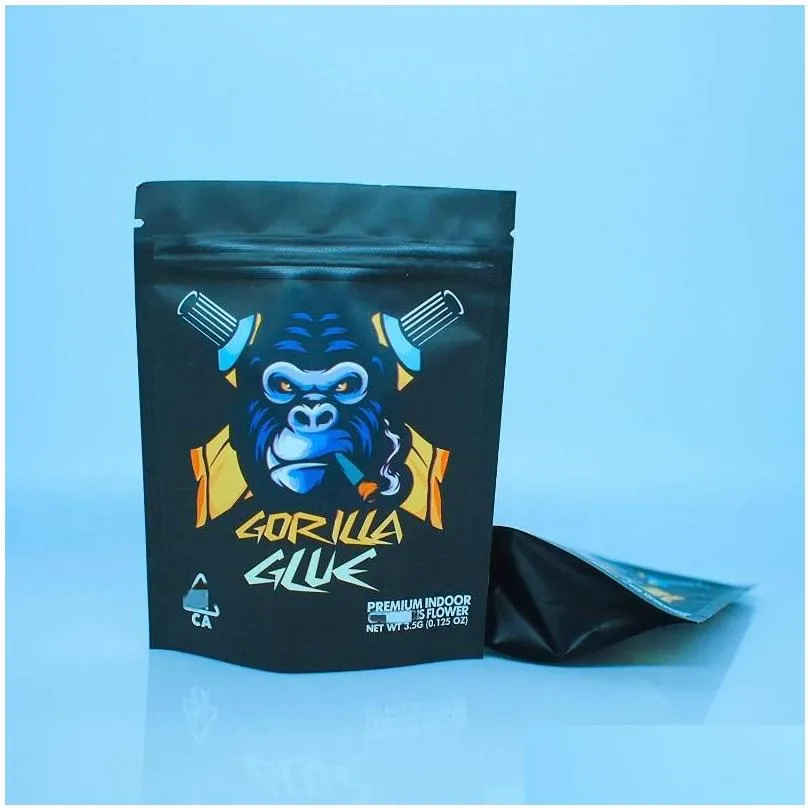 storage bags cartoon package 3.5g gorila glue design smell proof bag dry reusable aluminum mylar foil pouches