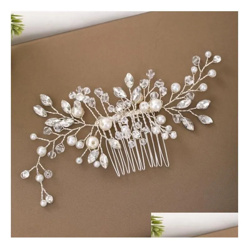 Clips Jewelryclips Barrettes Jewelry Handmade Color Rhinestone Comb Hair Ornaments Women Pin Bridal Wedding Headpieces Drop Delivery