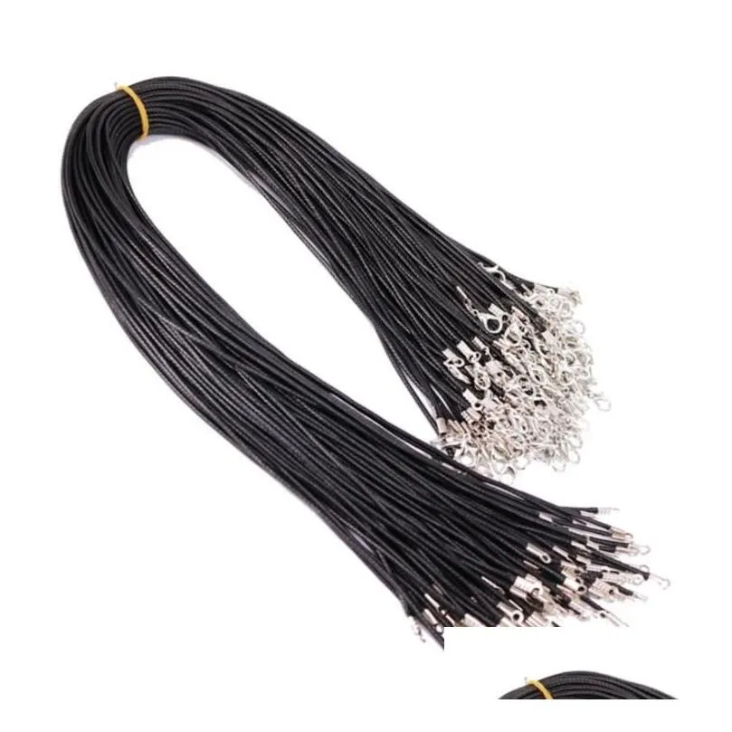 Pendant Necklaces 1.5mm 55and 5cm Jewelrypendant Pendants Jewelry Chains Chokers Twisted Braided Black Cord Chain Necklace String For Women Rope Leather
