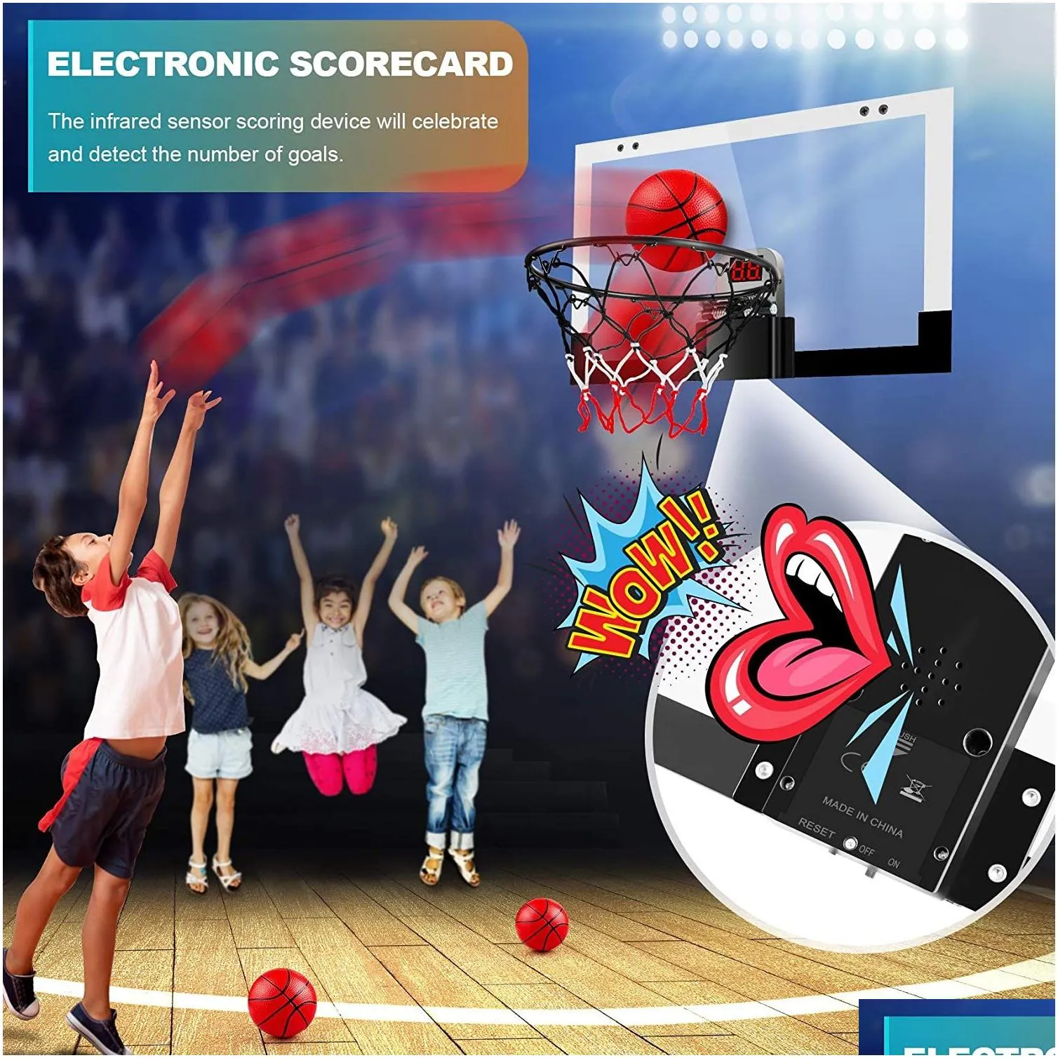 Sports Toys Sports Toys Indoor Basketball Hoop For Kids And Adts Door Room Mini Game With Electronic Scoreboard Complete Accessories T Dh3Mo