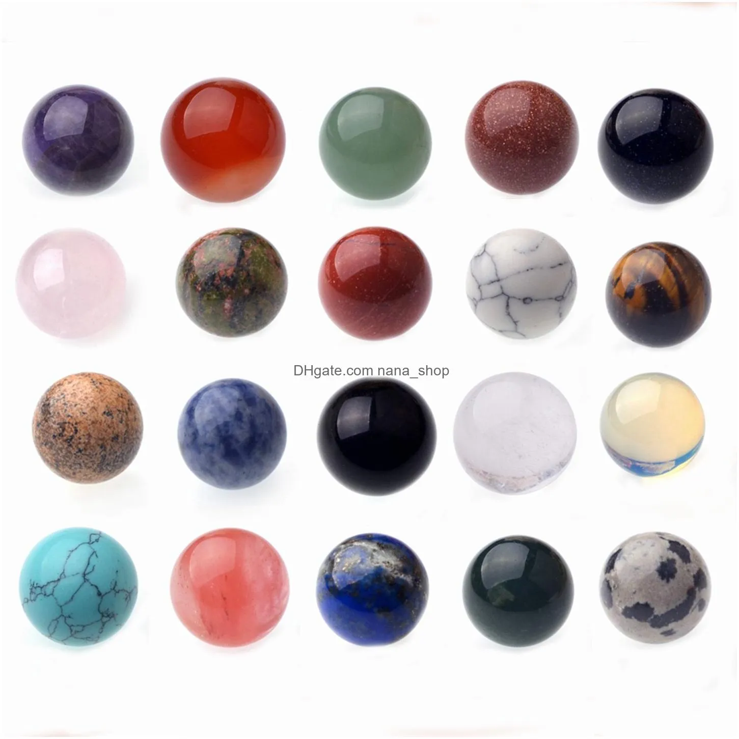 Pendant Necklaces Round Gemstone Pendants Necklace Natural Dangle 14Mm Ball Crystal Charms Healing Chakra Stone Charm Sphere Jewelry 4 Dhlvi