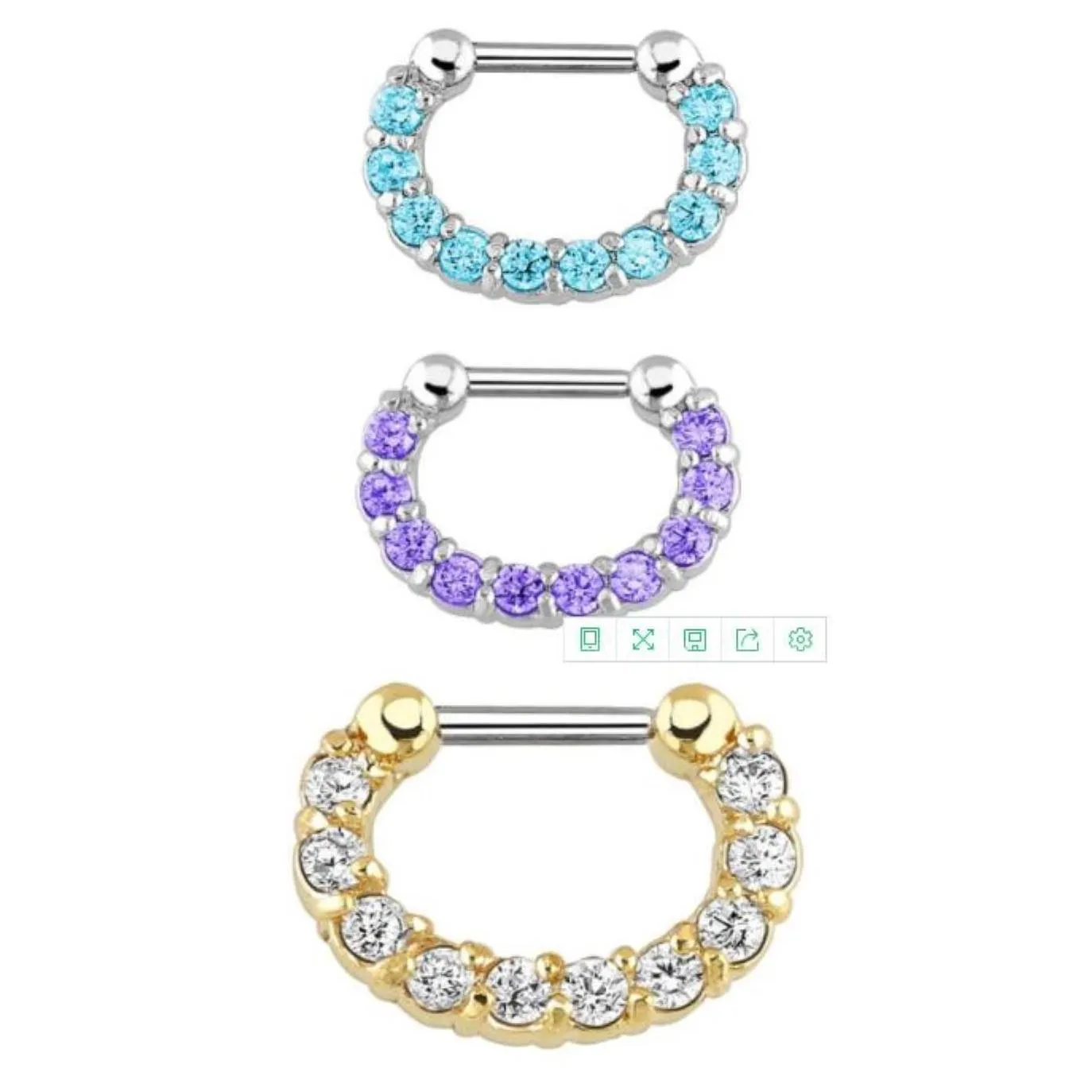 Rings Studs Jewelry30Pcs Rhinestone Crystal Hoops Unisex Surgical Steel Cz Septum Clicker Nose Ring Piercing Body Jewelry Drop Delivery