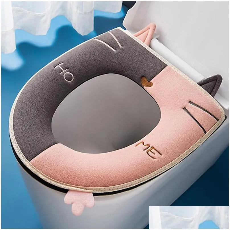 Toilet Seat Covers Toilet Seat Ers Luminous Er Soft Warm Mat Washable Removable Zipper Bathroom Lid Pad Case Cushion Home Garden Bath Dh4N6