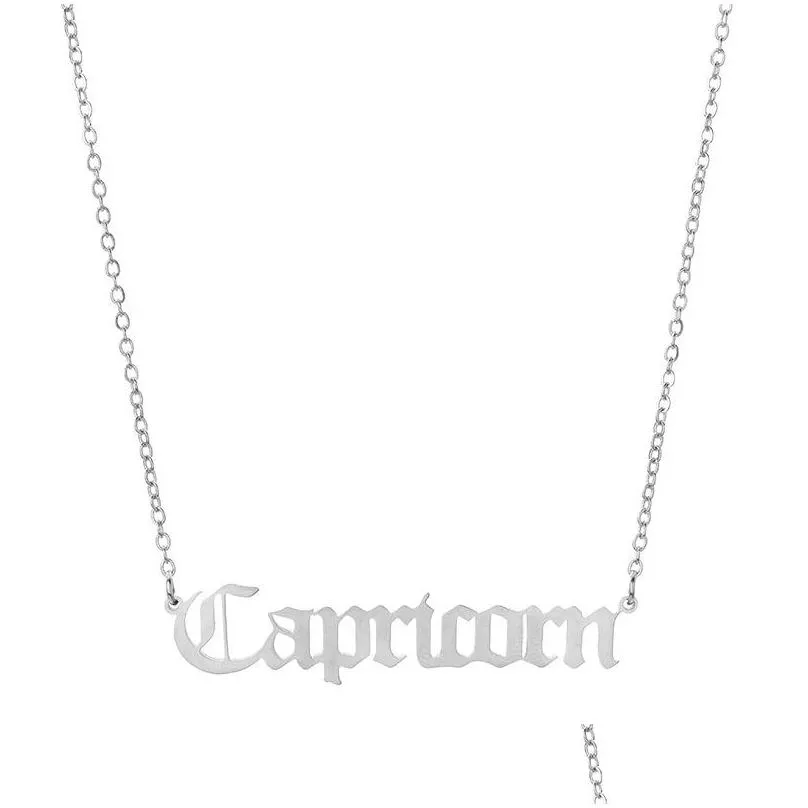 Pendant Necklaces 12 Constell Necklace Stainless Steel Gold Chains Horoscope Necklaces Pendant Women Fashion Jewelry Will And Sandy Gi Dhemh