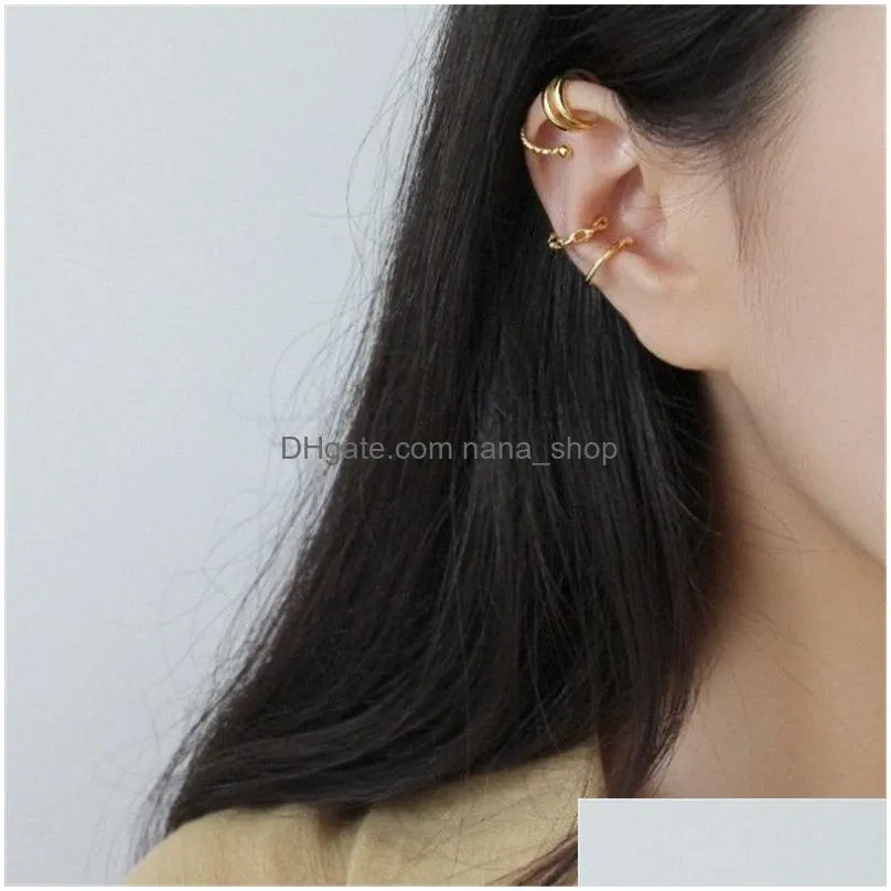Other 925 Sterling Sier Earrings Sets For Women Men 4Pcs/Set Double Layer Twist Cuff Earring Fine Jewelry Female Statement Jewelry Nec Dh1Us