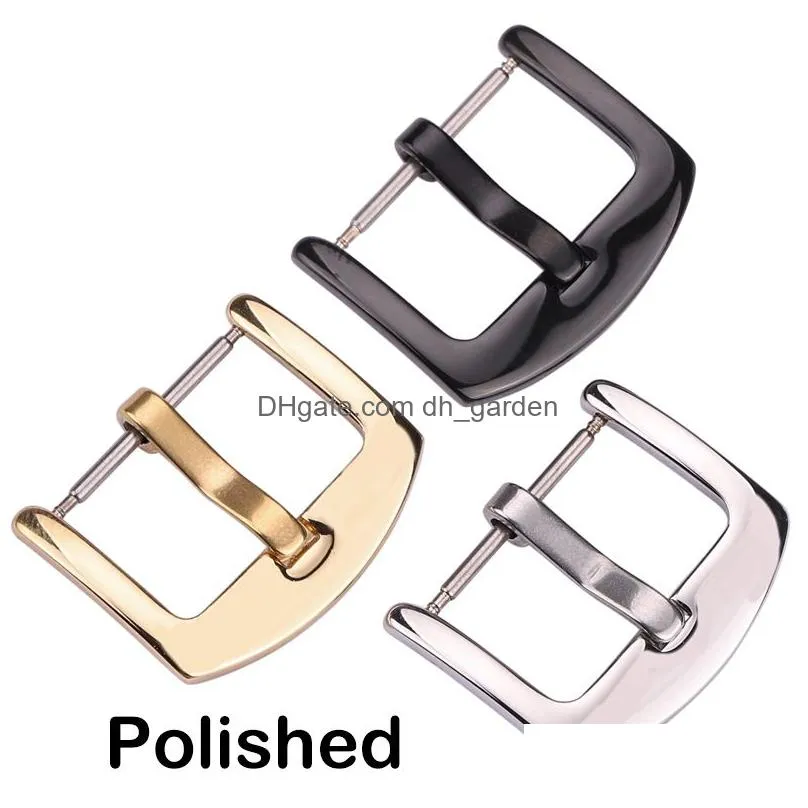 Metal Watch Band Buckle 22Mm Men Watchband Strap Sier Black Gold Stainless Steel Clasp Accessories Dhgarden Otrlc