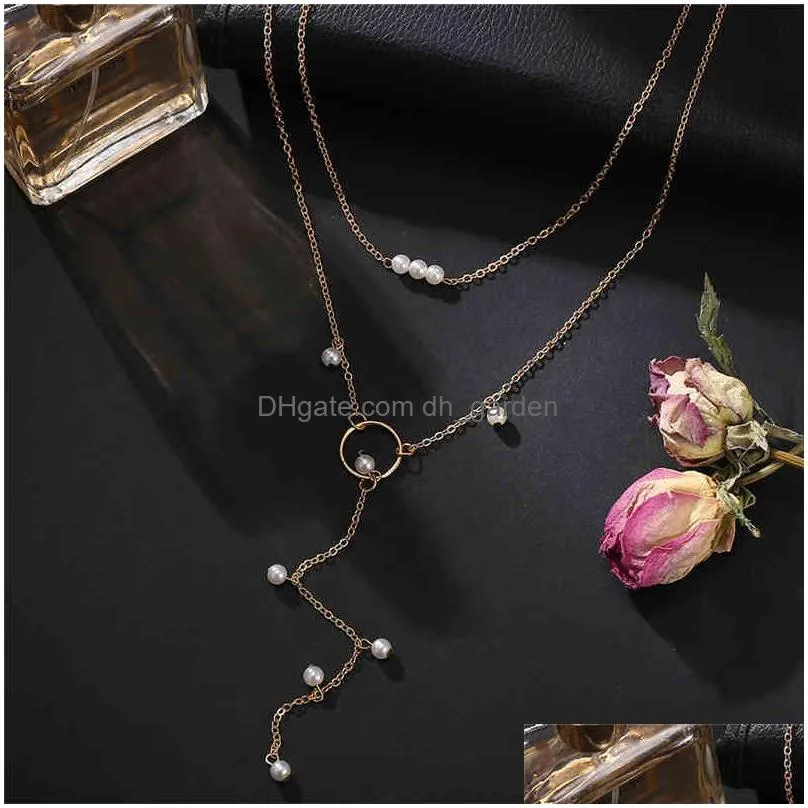 17Km Fashion Long Pearl Necklace For Women Boho Mtilayered Pendant Necklaces 2021 Trend Choker Sweater Chain Jewelry Dhgarden Otts4