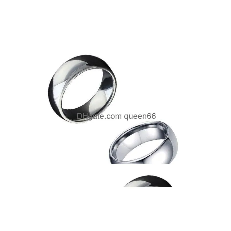 Band Rings Classic Male Real Sier 18K White Gold Plated 8Mm Titanium Steel Women Men Wedding Ring Top Quality Do Not Fade Lovers Jewel Dhyil