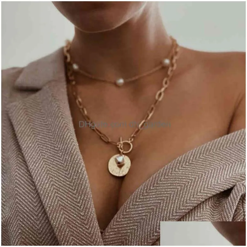 17Km Fashion Long Pearl Necklace For Women Boho Mtilayered Pendant Necklaces 2021 Trend Choker Sweater Chain Jewelry Dhgarden Otts4