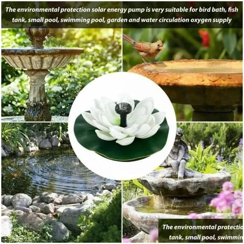 Garden Decorations Bird Bath Lotus Solar Fountain Waterscape Floating Water For Fish Tank Pool Decoration Drop Delivery Home Patio La Dh4J5