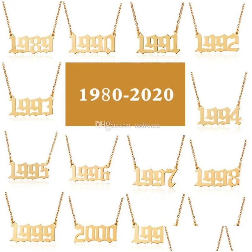 Pendant Necklaces New Birthday Year Number Necklace Sier Gold Chains Initial Birth Pendant Women Fashion Jewelry Will And Jewelry Neck Dhneo