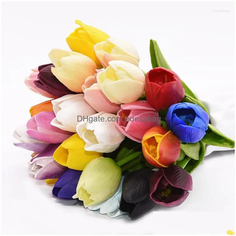 Decorative Flowers 10Pcs Artificial Tip Flower Bouquet Real Touch Pe Foam Fake Ornaments Wedding Party Decoration Home Garden Dhda2