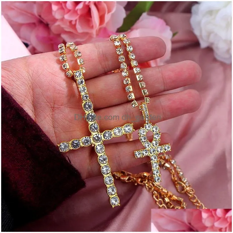 Shining Cross Butterfly Pendants Rhinestone Women Necklaces 2021 Crystal Tennis Clavicle Chains Choker Hiphop Gifts Jewelry Dhgarden Otuht