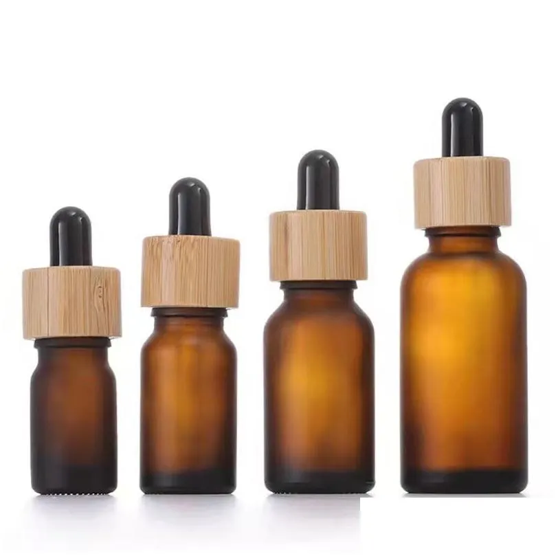 frosted glass dropper bottle essential oil bottles with eye dropper and bamboo lids perfume sample vials essence liquid cosmetic