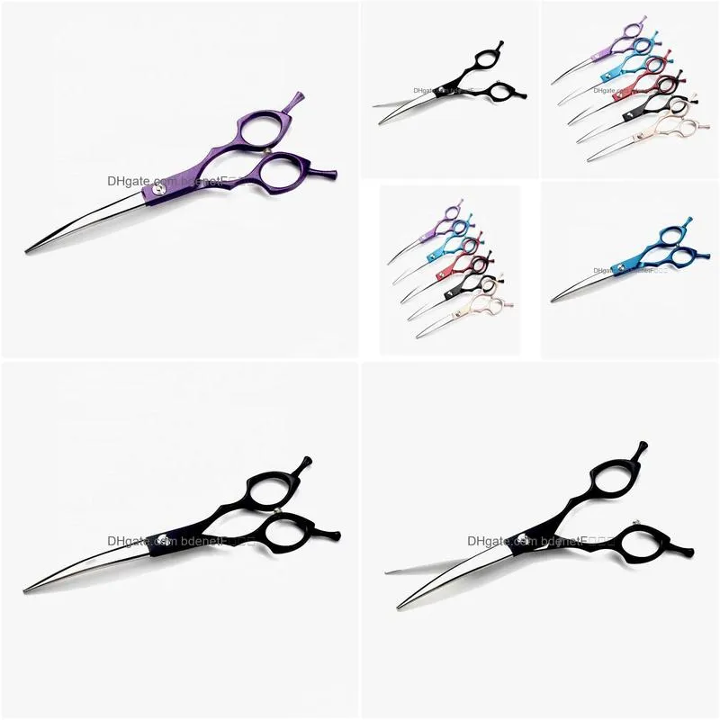 Hair Scissors Hair Scissors 65 Inch Left And Right 440C Japanese Stainless Steel Grooming Curved Blade Dog5835691 Hair Products Hair C Dhrg8