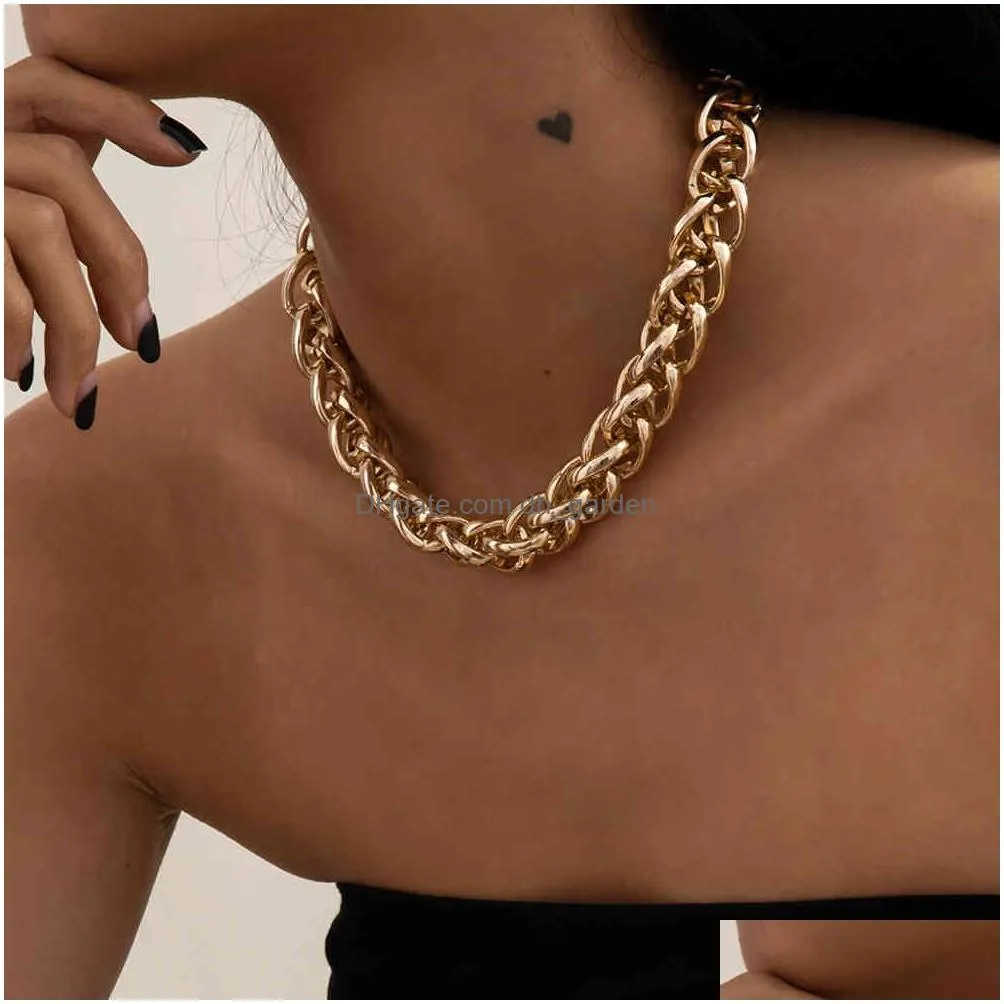 Cuban Choker Necklace Collares Punk Vintage Chunky Thick Link Aluminum Chain For Women New Year Jewelry Accessories Dhgarden Otkho