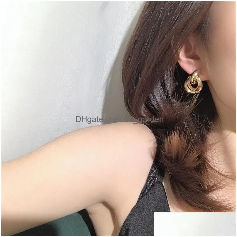 Flashbuy Gold Color Twist Alloy Drop Earrings For Women Simple Geometric Earring Wedding Fashion Jewelry Trendy Accessories Dhgarden Otbhy