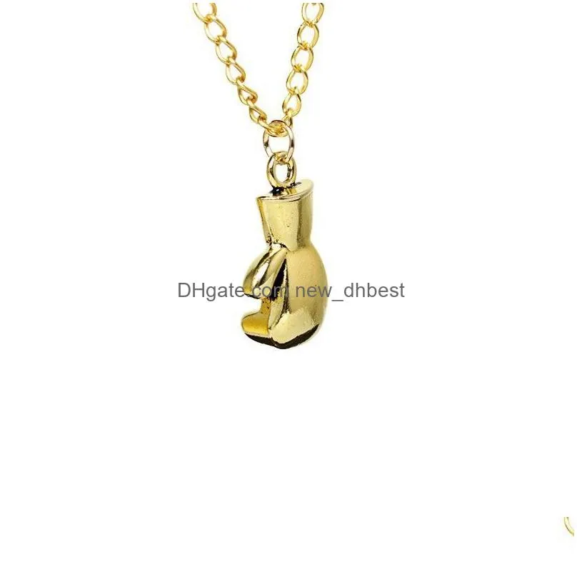 Pendant Necklaces Selling Boxing Glove Necklace Alloy Gold/Sier Color Cool Pendant Men And Women Sports Necklaces Wholesale Jewellry J Dhbzc