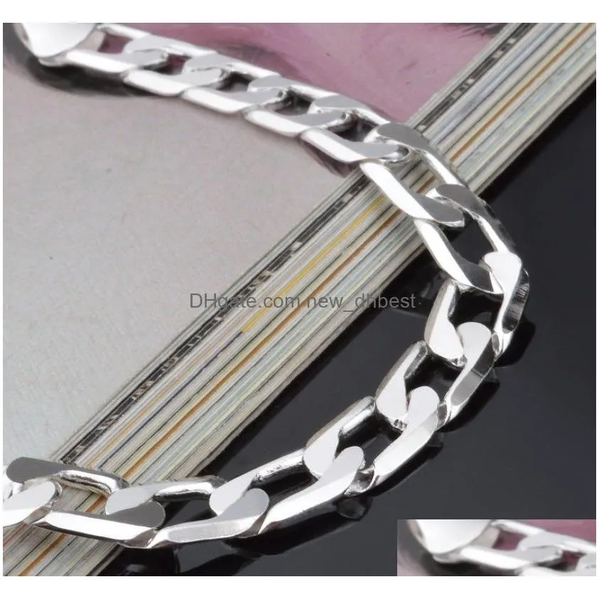 Chain Fashion Man Woman Plating 18K Gold Chain 925 Sier 6Mm 8Mm 10Mm 12Mm 11 Bracelet Jewelry Bracelets Dhmyq