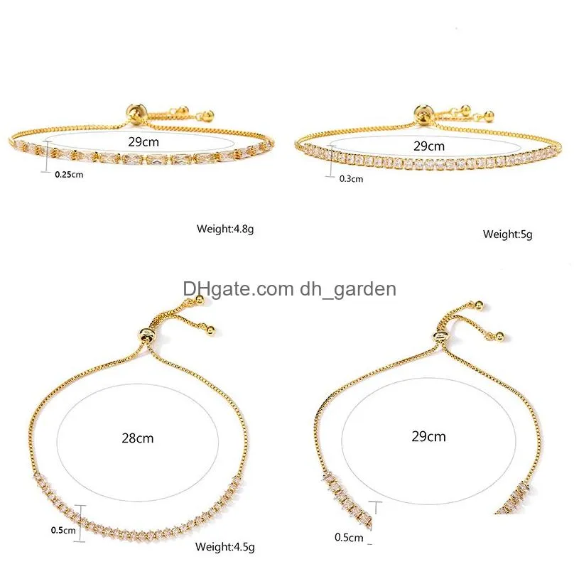 Zircon Tennis Bracelets For Women Shining Gold Single Layer Cz Charm Bracelet Statement Wedding Party Jewelry Dhgarden Otp8O