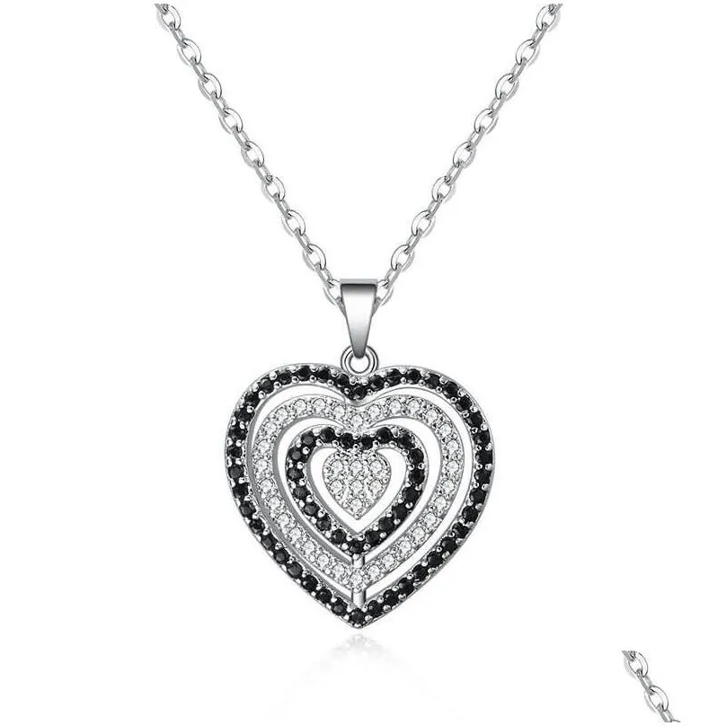 Pendant Necklaces Crystal Diamond Heart Necklace Pendant Romantic Hollow Love Women Necklaces Wedding Fashion Jewelry Will And Sandy G Dhsce